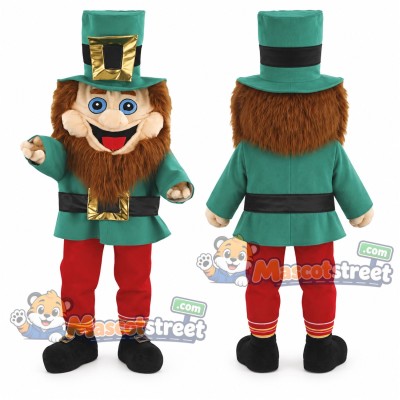Leprechaun Mascot Costume with Green Coat, Red Pants and Top Hat Leprechaun Mascot Costume with Green Coat, Red Pants and Top Hat