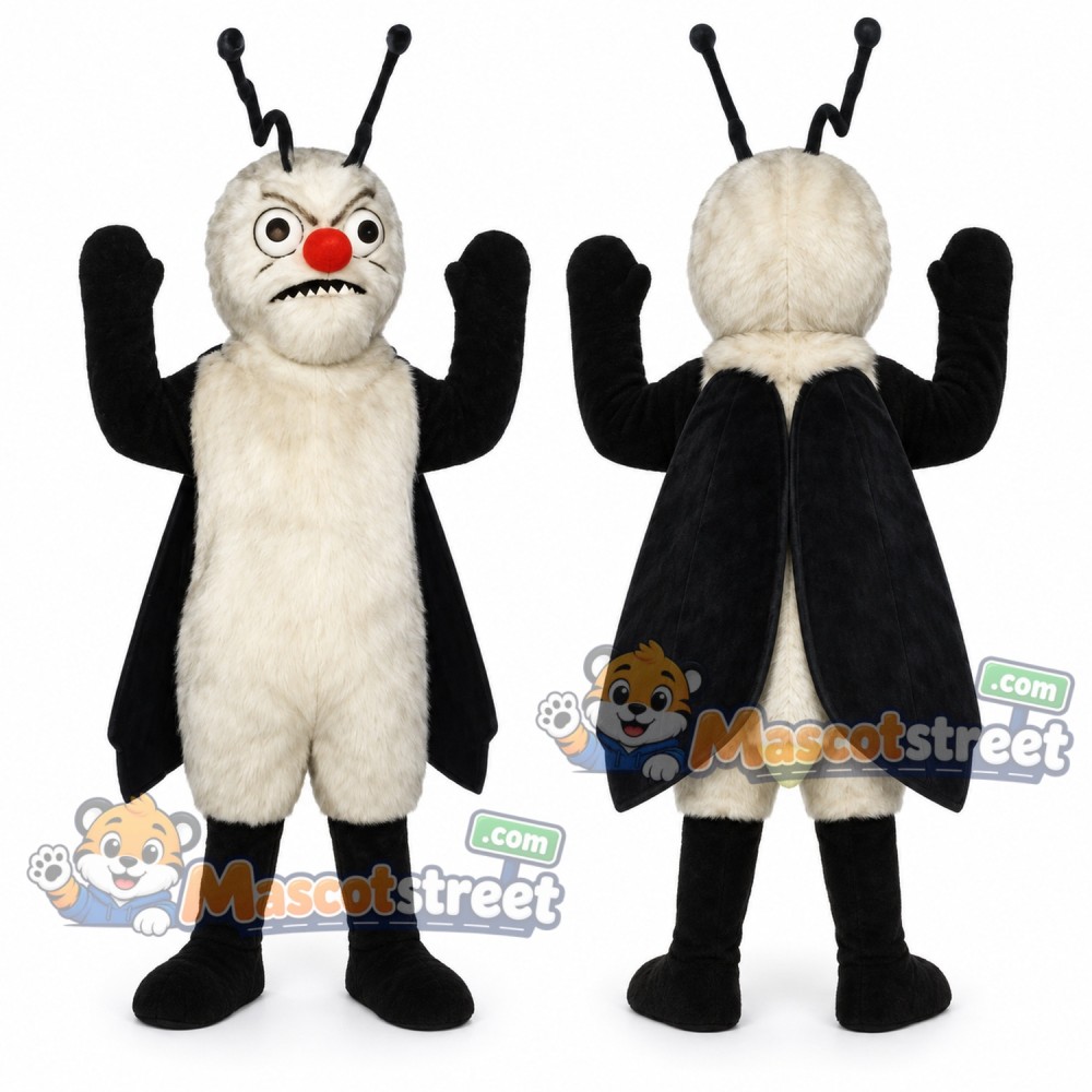 Black and White Firefly Mascot Costume Black and White Firefly Mascot Costume