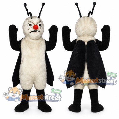 Black and White Firefly Mascot Costume Black and White Firefly Mascot Costume