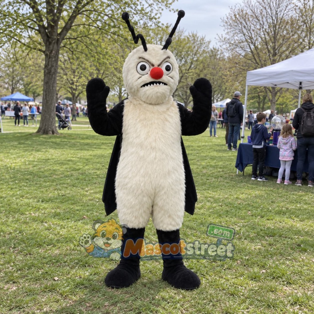 Black and White Firefly Mascot Costume Black and White Firefly Mascot Costume