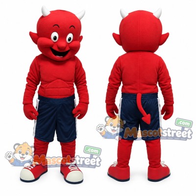 Red Devil Mascot Costume with Navy Shorts