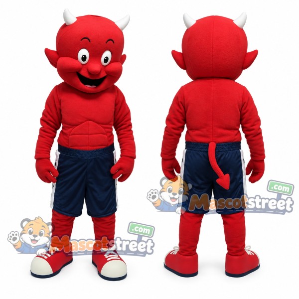 Red Devil Mascot Costume with Navy Shorts