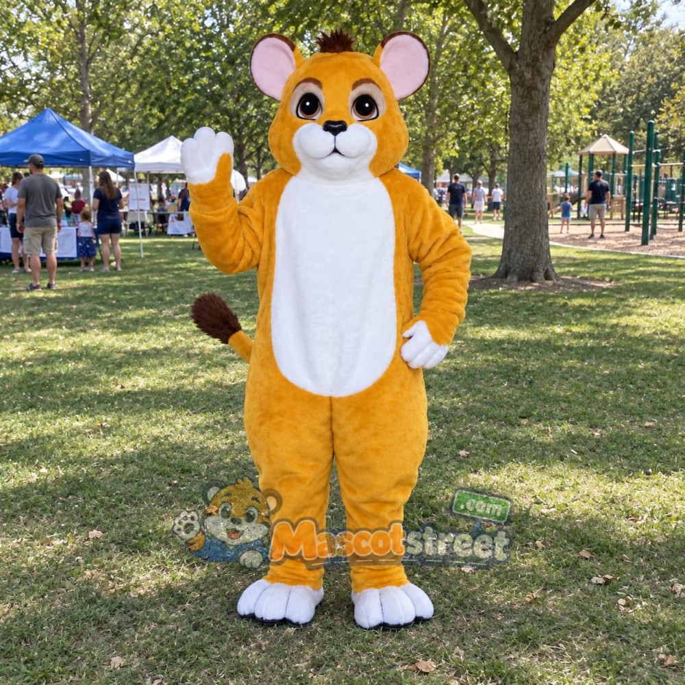 Yellow Lion Cub Mascot Costume Yellow Lion Cub Mascot Costume