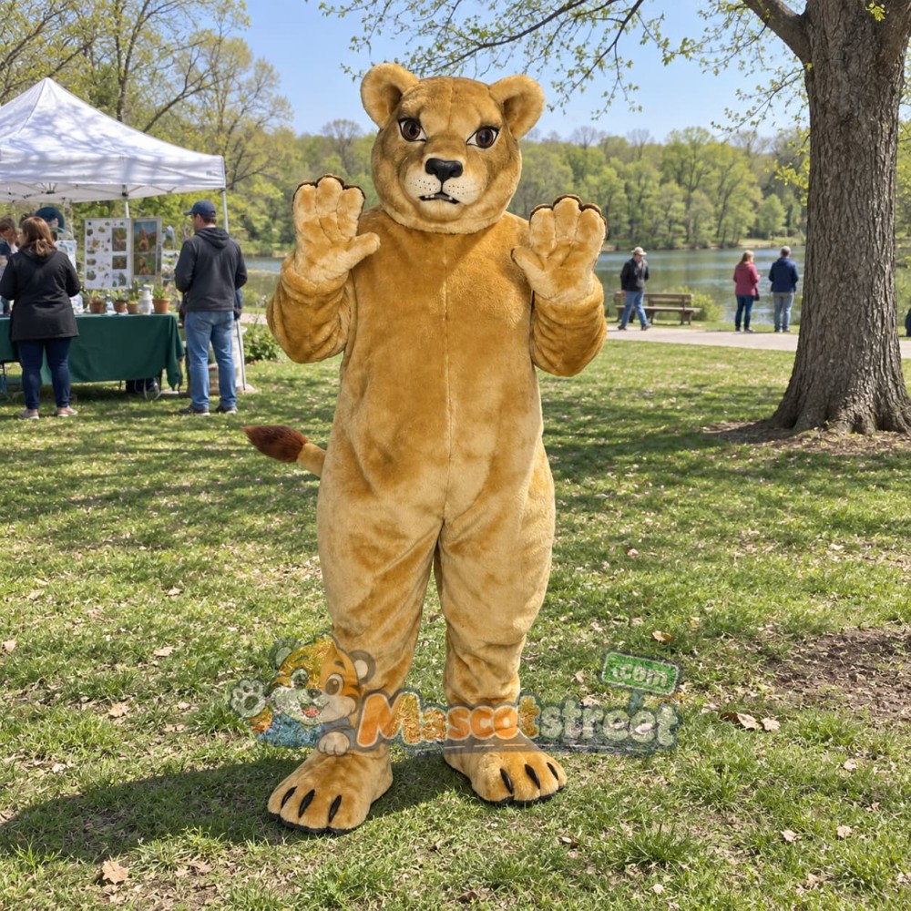 Tan Lioness Mascot Costume Tan Lioness Mascot Costume