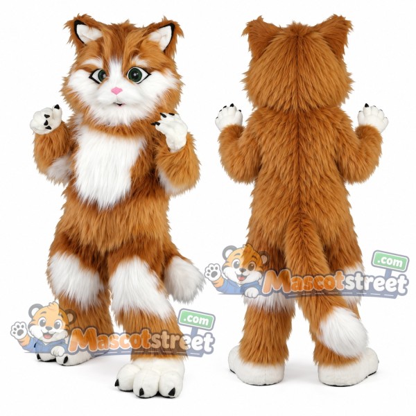 Orange and White Cat Mascot Costume
