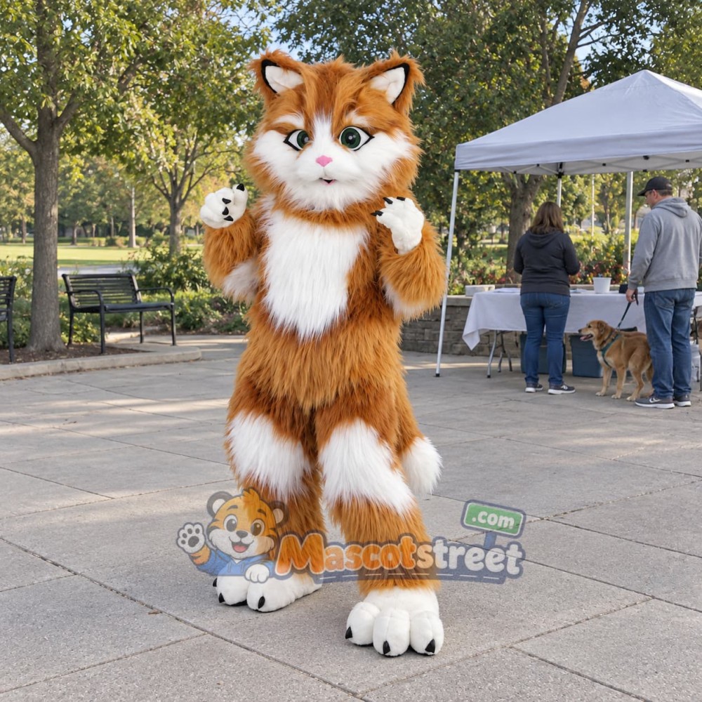 Orange and White Cat Mascot Costume