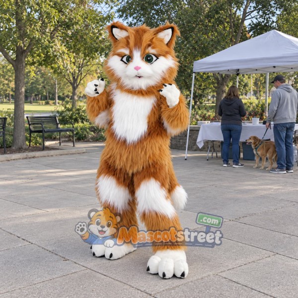 Orange and White Cat Mascot Costume