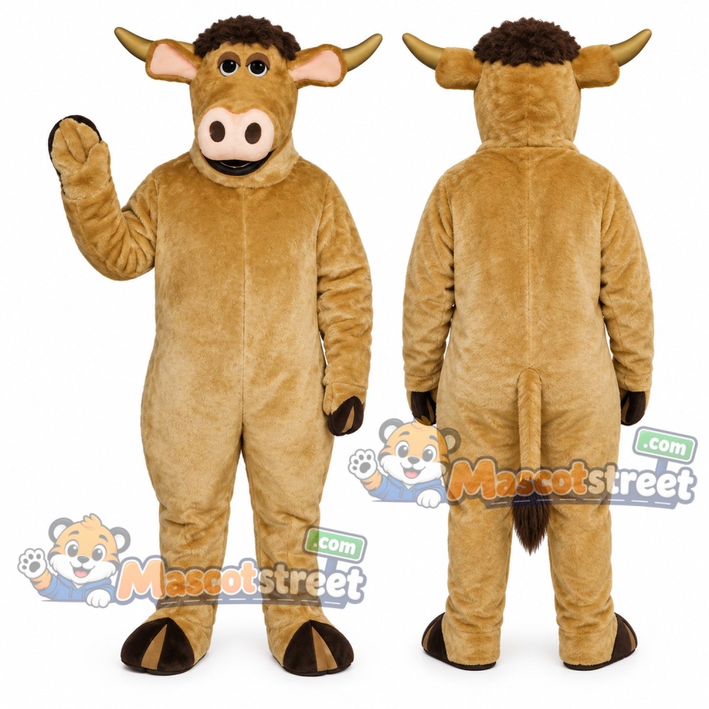 Tan Longhorn Bull Mascot Costume