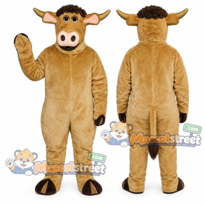 Tan Longhorn Bull Mascot Costume