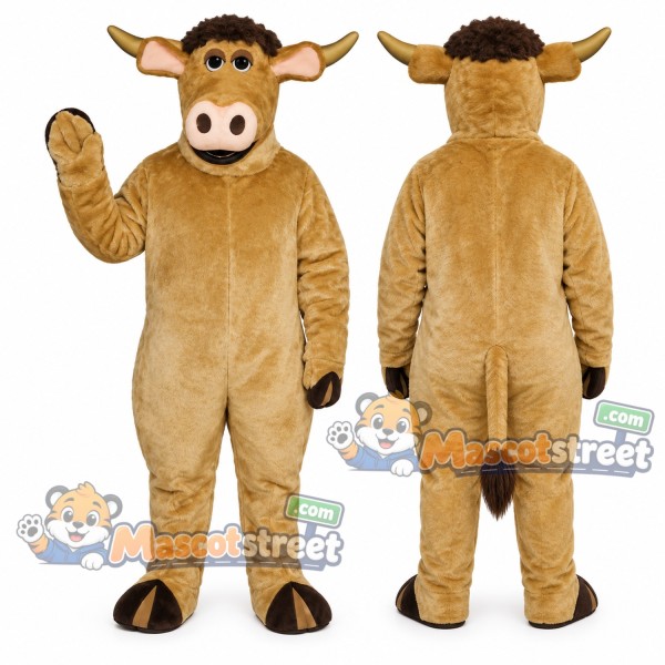 Tan Longhorn Bull Mascot Costume