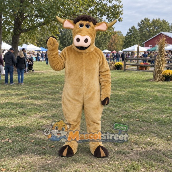 Tan Longhorn Bull Mascot Costume