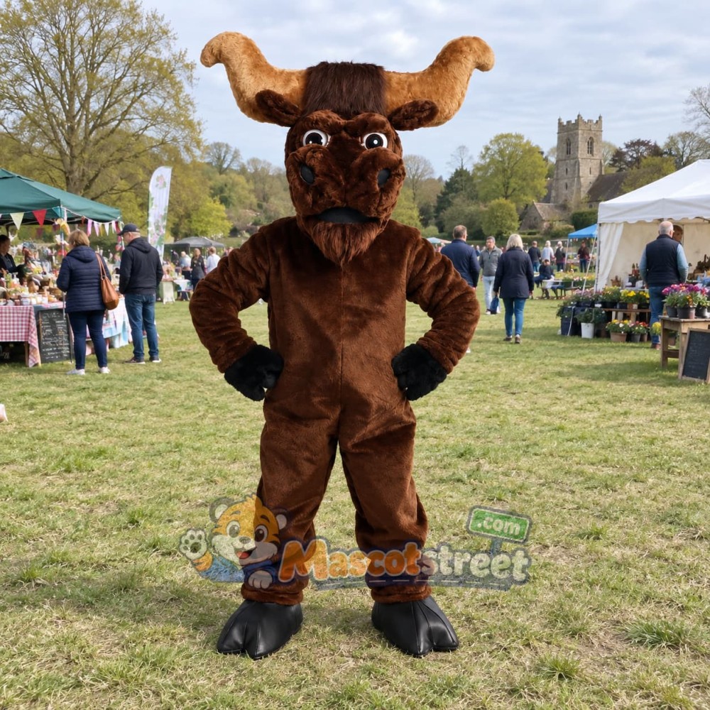 Brown Longhorn Bull Mascot Costume