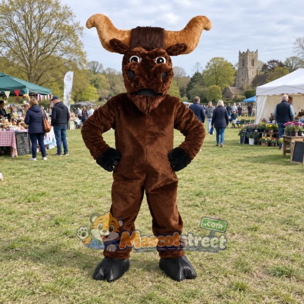 Brown Longhorn Bull Mascot Costume