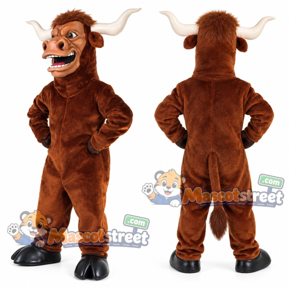 Brown Longhorn Bull Mascot Costume