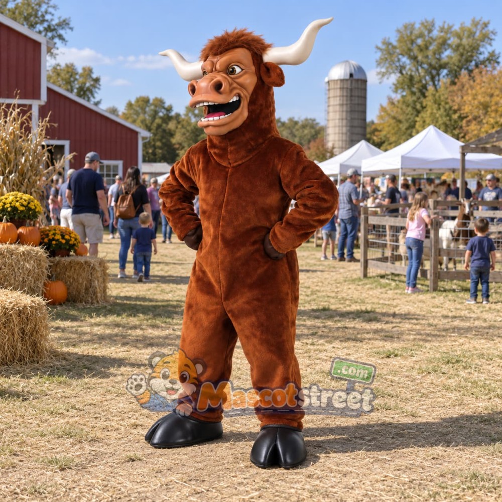 Brown Longhorn Bull Mascot Costume