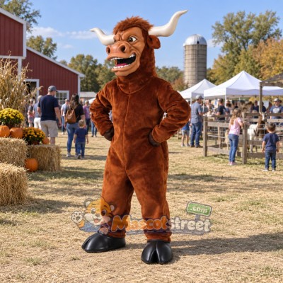 Brown Longhorn Bull Mascot Costume