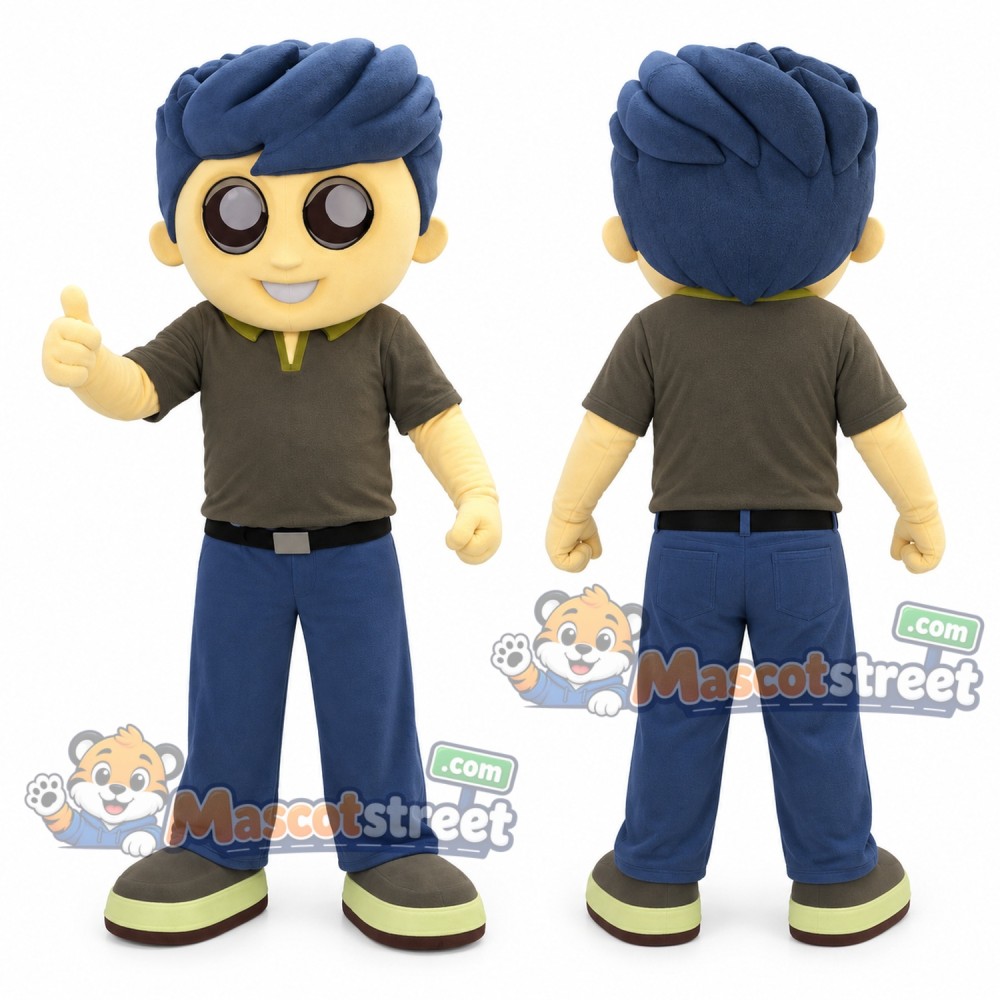 Boy Mascot Costume with Dark Shirt and Navy Pants Boy Mascot Costume with Dark Shirt and Navy Pants