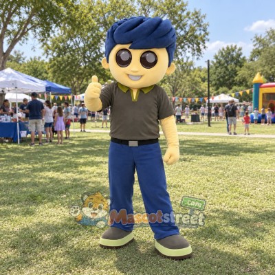 Boy Mascot Costume with Dark Shirt and Navy Pants Boy Mascot Costume with Dark Shirt and Navy Pants