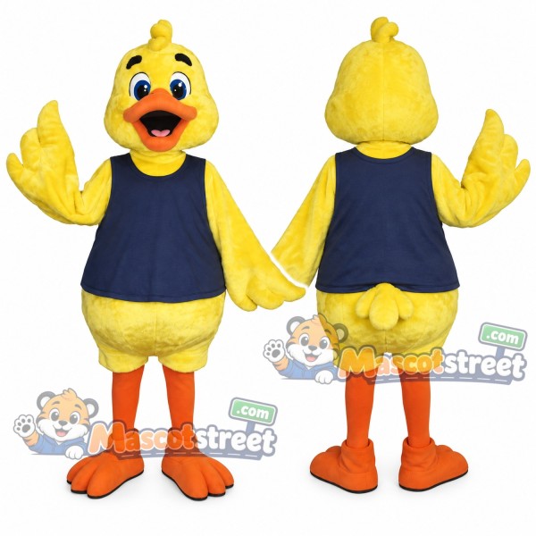 Yellow Duck Mascot Costume with Navy Shirt