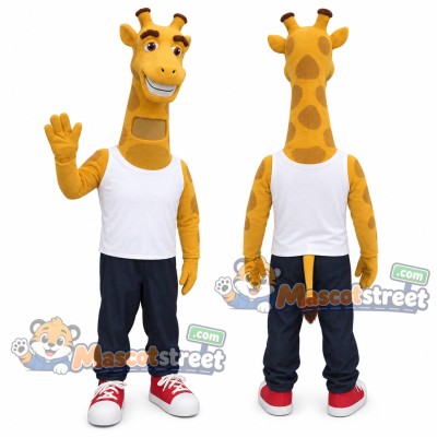 Giraffe Mascot Costume with White Shirt and Dark Pants Giraffe Mascot Costume with White Shirt and Dark Pants
