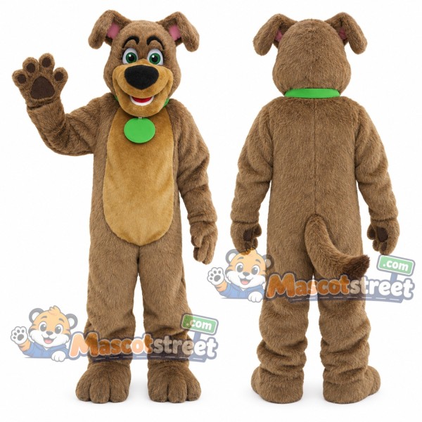 Brown Dog Mascot Costume with Green Collar
