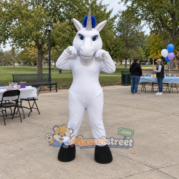White Unicorn Mascot Costume