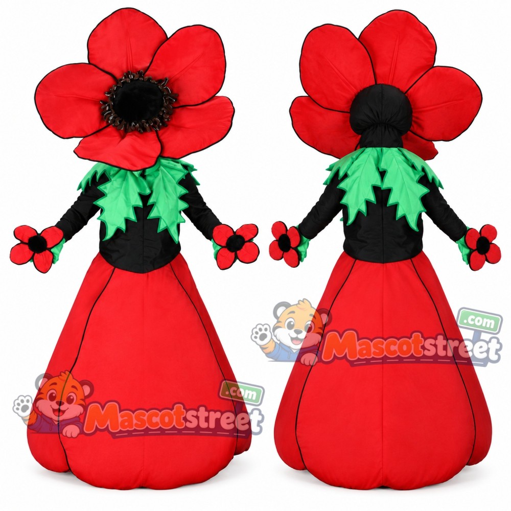 Red Flower Mascot Costume with Red Dress Red Flower Mascot Costume with Red Dress