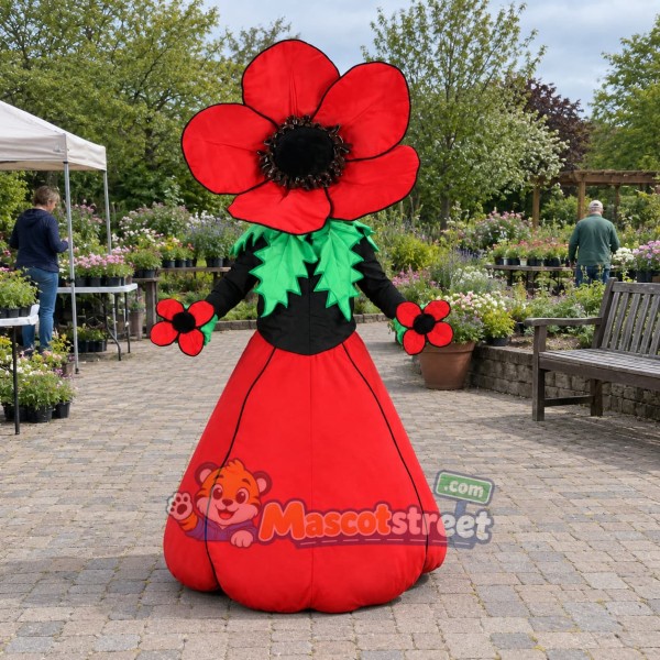 Red Flower Mascot Costume with Red Dress