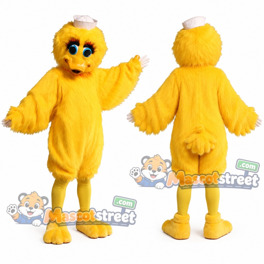 Yellow Duck Mascot Costume with White Cap Yellow Duck Mascot Costume with White Cap