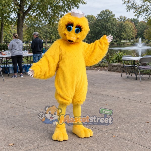 Yellow Duck Mascot Costume with White Cap
