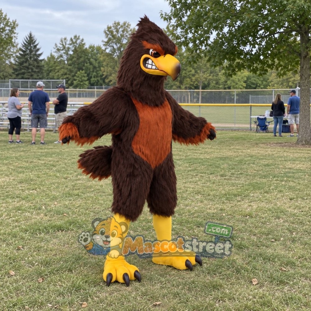 Brown Hawk Mascot Costume Brown Hawk Mascot Costume