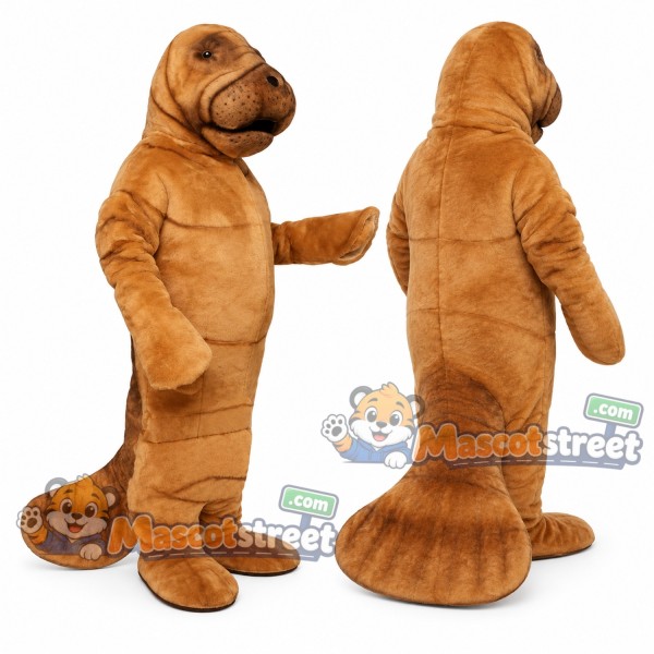 Brown Manatee Mascot Costume