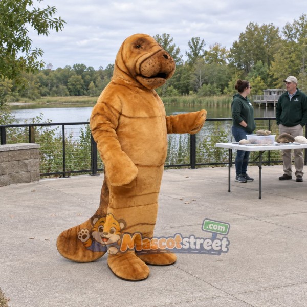 Brown Manatee Mascot Costume