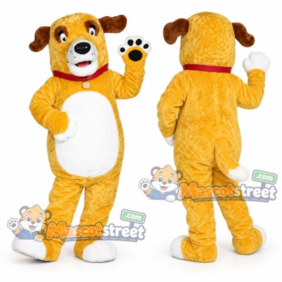 Yellow Dog Mascot Costume with Red Collar