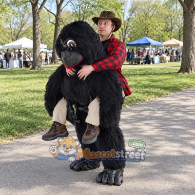 Gorilla Rider Mascot Costume with Red Plaid Shirt and Cowboy Hat Gorilla Rider Mascot Costume with Red Plaid Shirt and Cowboy Hat