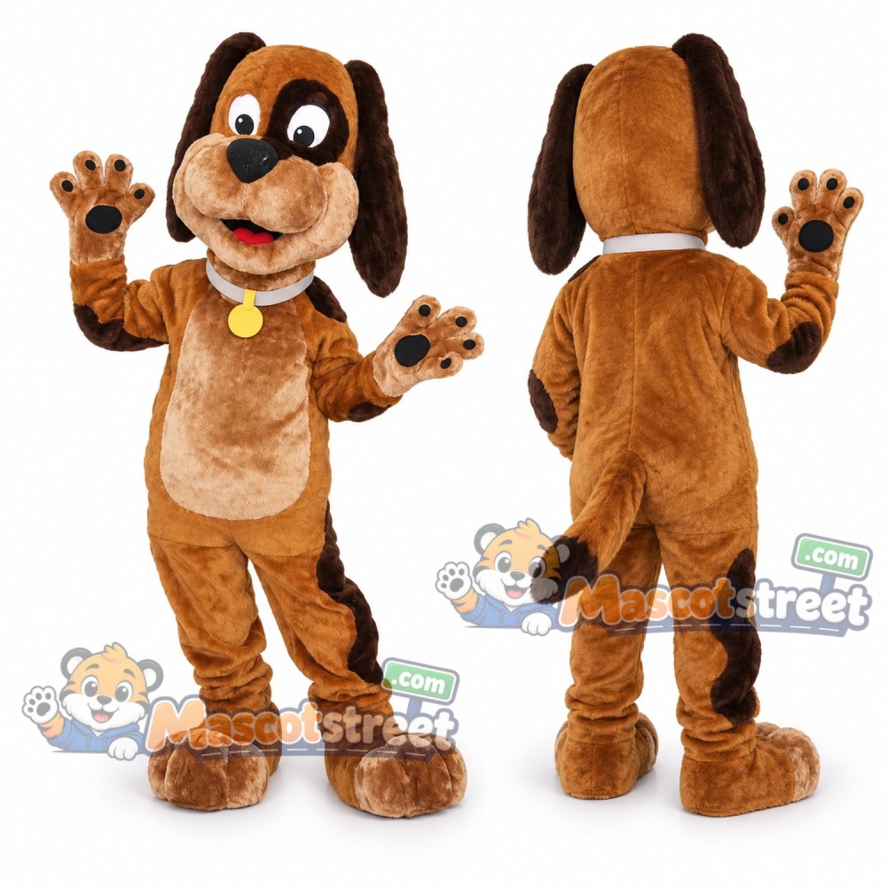 Brown Dog Mascot Costume with Red Collar Brown Dog Mascot Costume with Red Collar