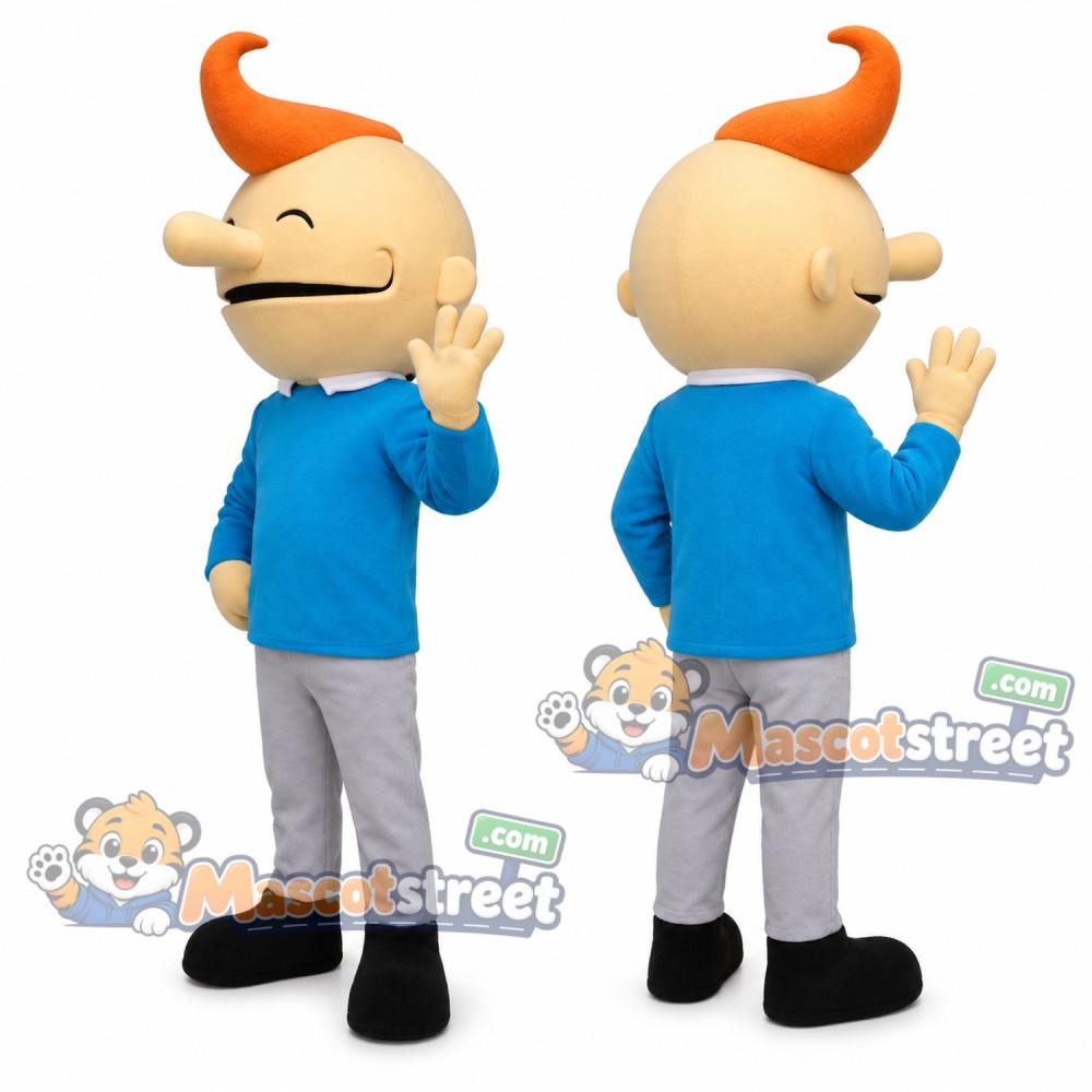 Boy Mascot Costume with Blue Shirt and Gray Pants Boy Mascot Costume with Blue Shirt and Gray Pants