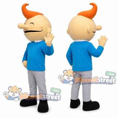 Boy Mascot Costume with Blue Shirt and Gray Pants Boy Mascot Costume with Blue Shirt and Gray Pants