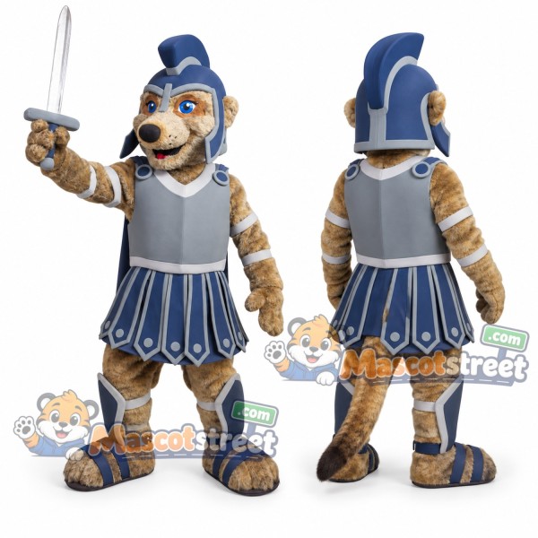 Meerkat Warrior Mascot Costume with Blue and Silver Armor