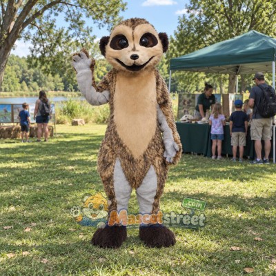 Gray Meerkat Mascot Costume Gray Meerkat Mascot Costume
