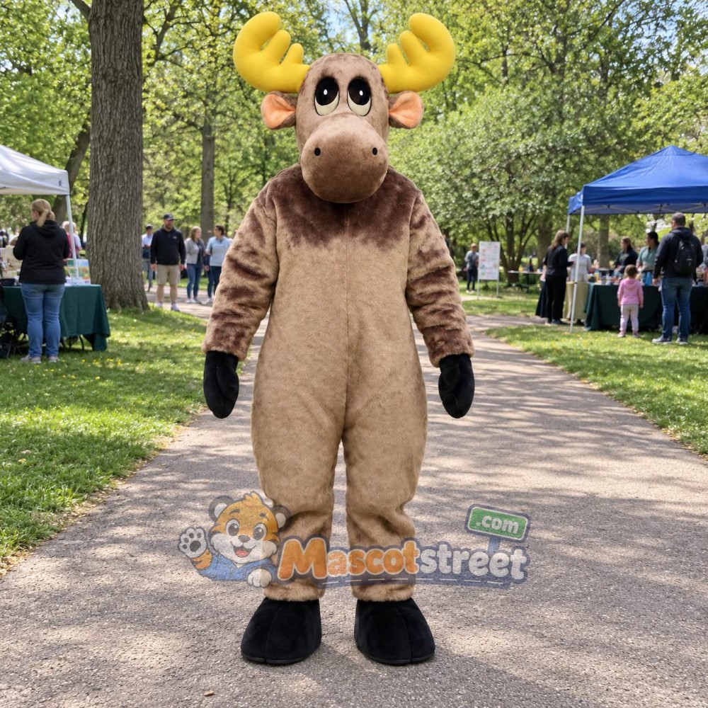 Tan Moose Mascot Costume Tan Moose Mascot Costume