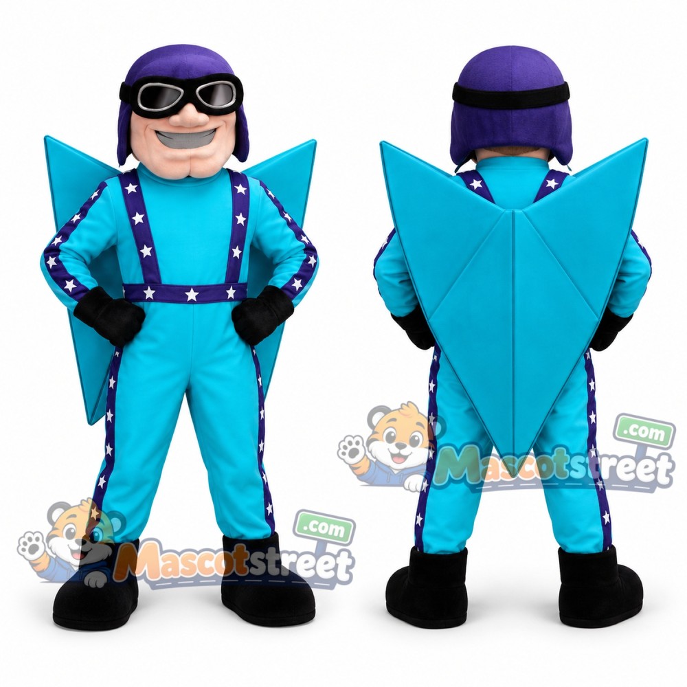 Pilot Mascot Costume with Teal Flight Suit, Helmet and Goggles Pilot Mascot Costume with Teal Flight Suit, Helmet and Goggles
