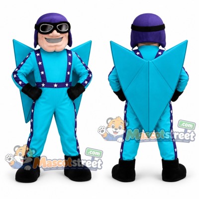 Pilot Mascot Costume with Teal Flight Suit, Helmet and Goggles Pilot Mascot Costume with Teal Flight Suit, Helmet and Goggles