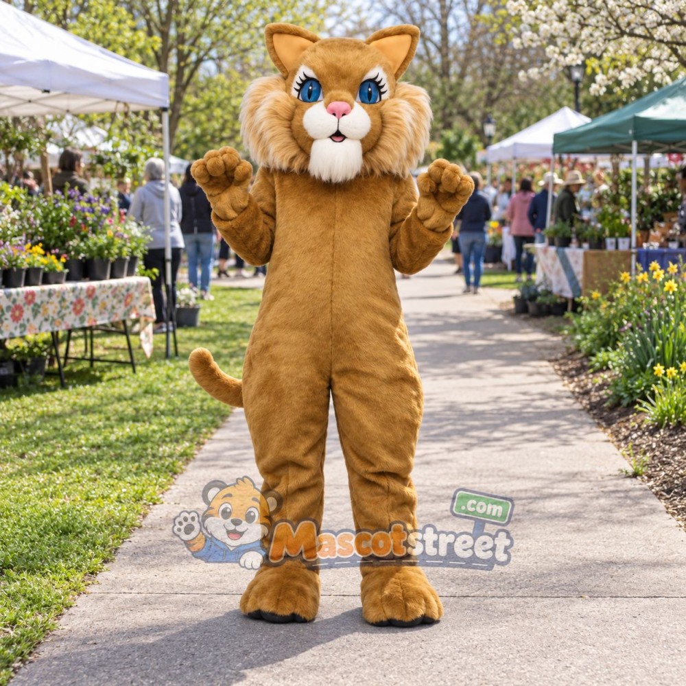Tan Cat Mascot Costume Tan Cat Mascot Costume