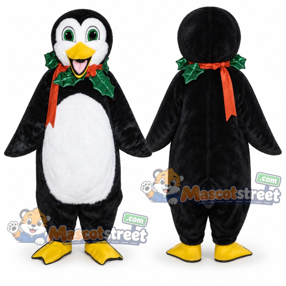 Penguin Mascot Costume with Red Scarf
