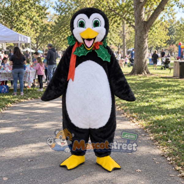 Penguin Mascot Costume with Red Scarf