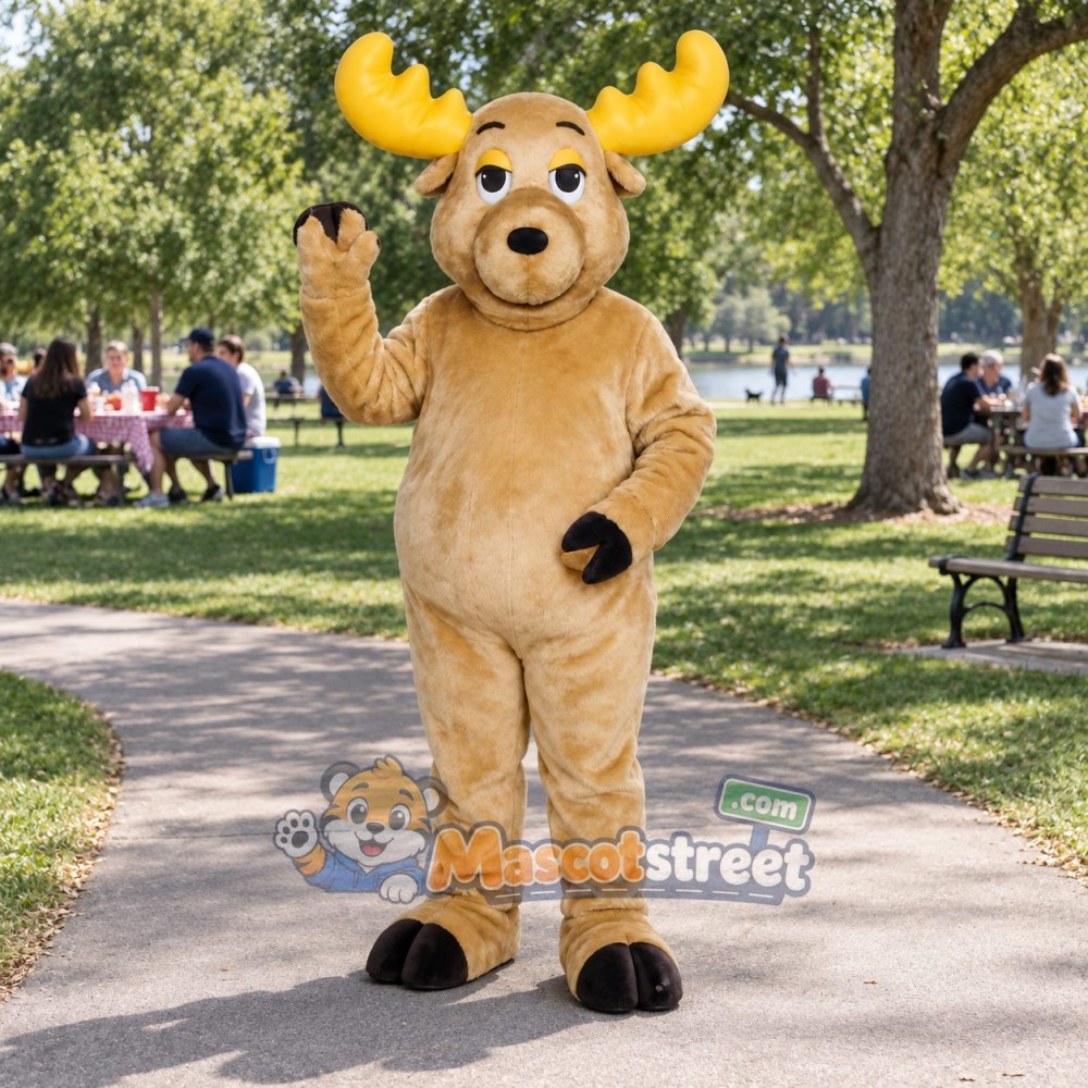 Tan Moose Mascot Costume