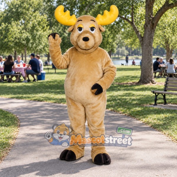 Tan Moose Mascot Costume