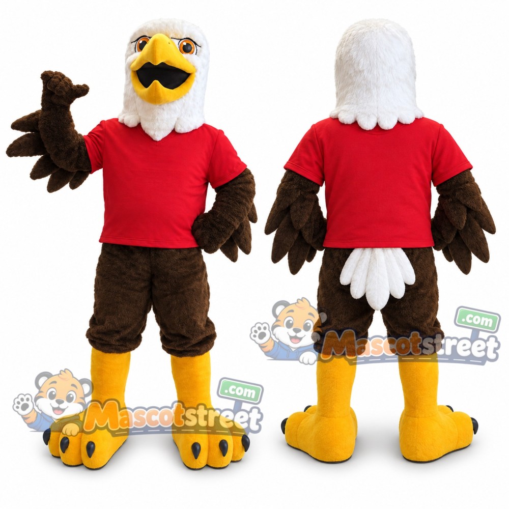 Bald Eagle Mascot Costume with Red Shirt Bald Eagle Mascot Costume with Red Shirt