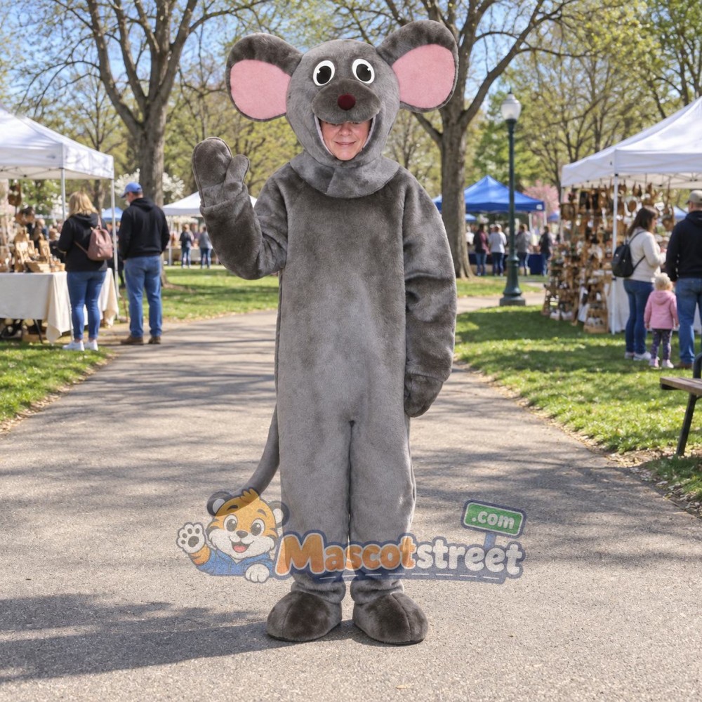 Gray Mouse Mascot Costume Gray Mouse Mascot Costume